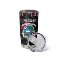 Liberia Roots Tumbler Cup African Map in Fingerprint and Tribal Colors