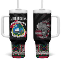 Liberia Roots Tumbler With Handle African Map in Fingerprint and Tribal Colors