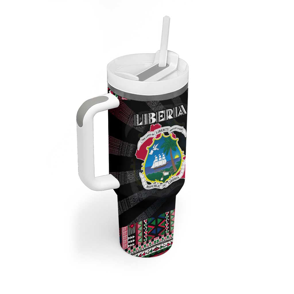 Liberia Roots Tumbler With Handle African Map in Fingerprint and Tribal Colors