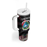 Liberia Roots Tumbler With Handle African Map in Fingerprint and Tribal Colors