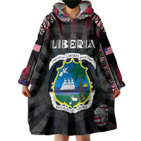 Personalized Liberia Roots Wearable Blanket Hoodie African Map in Fingerprint and Tribal Colors