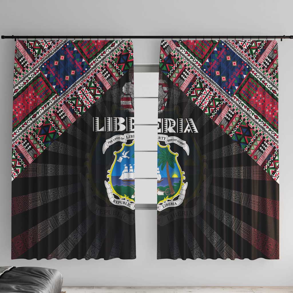 Liberia Roots Window Curtain African Map in Fingerprint and Tribal Colors