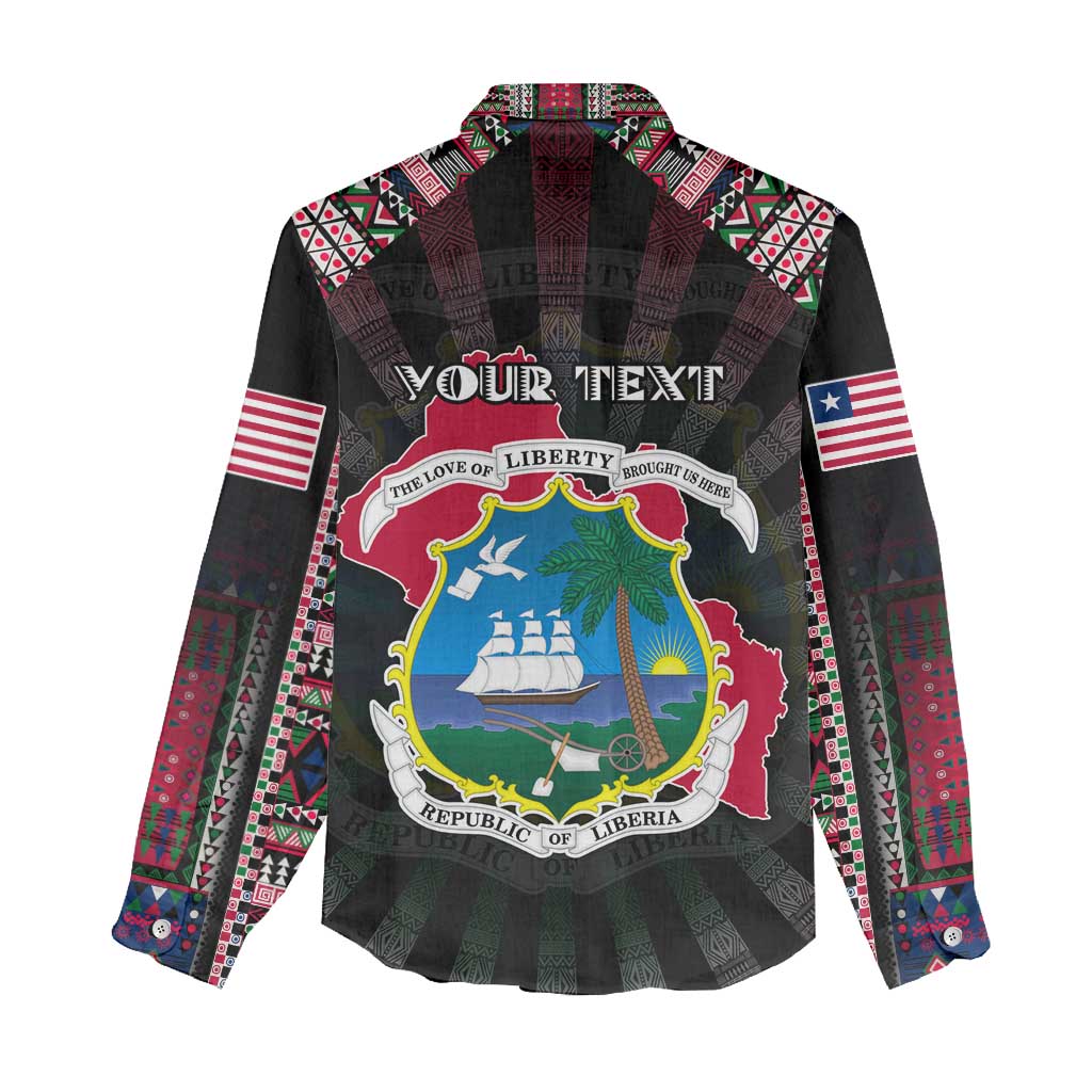 Personalized Liberia Roots Women Casual Shirt African Map in Fingerprint and Tribal Colors