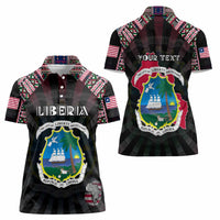 Personalized Liberia Roots Women Polo Shirt African Map in Fingerprint and Tribal Colors