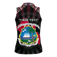 Personalized Liberia Roots Women Sleeveless Polo Shirt African Map in Fingerprint and Tribal Colors