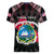 Personalized Liberia Roots Women V-Neck T-Shirt African Map in Fingerprint and Tribal Colors