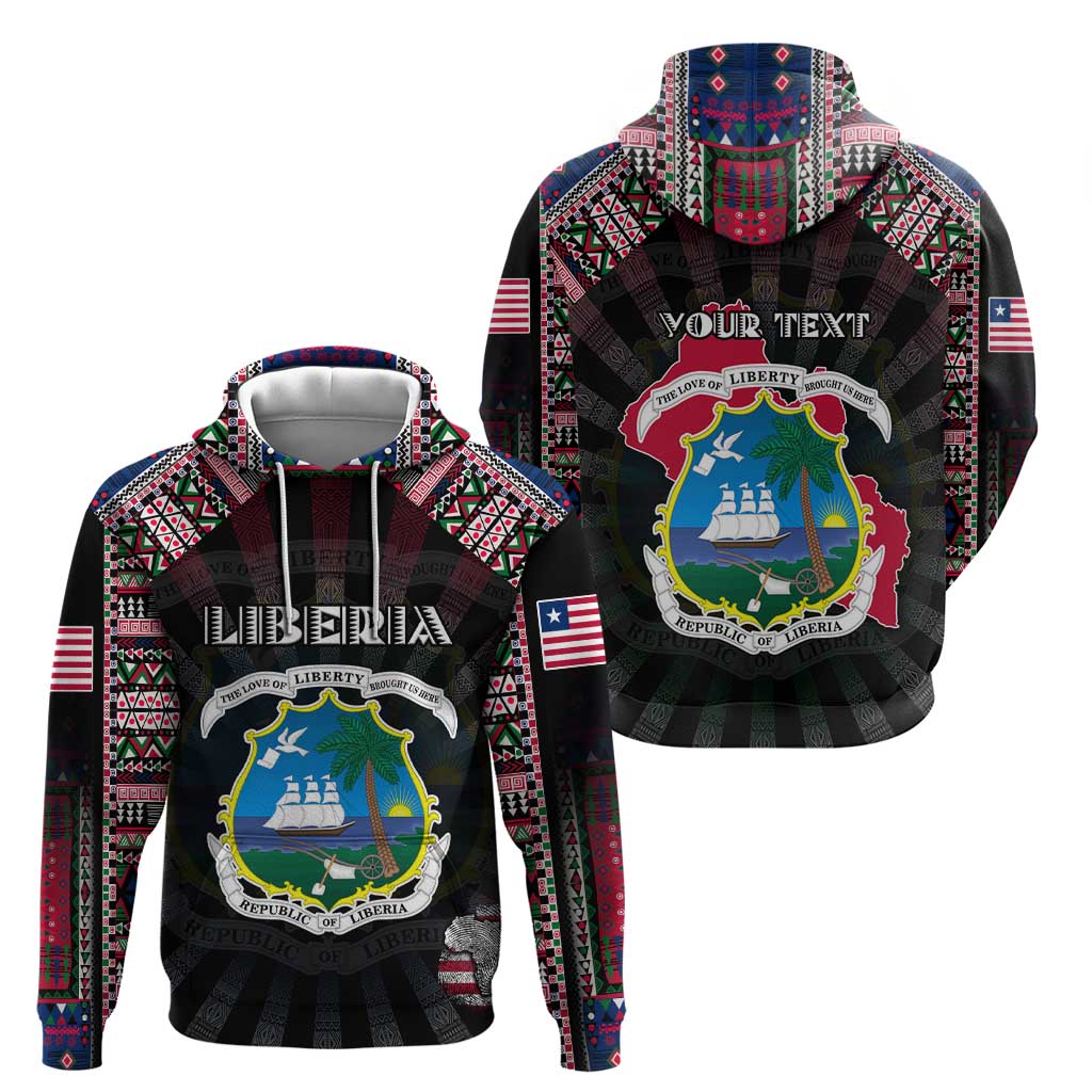 Personalized Liberia Roots Zip Hoodie African Map in Fingerprint and Tribal Colors