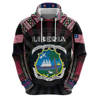 Personalized Liberia Roots Zip Hoodie African Map in Fingerprint and Tribal Colors