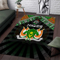 Niger Roots Area Rug African Map in Fingerprint and Tribal Colors