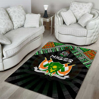 Niger Roots Area Rug African Map in Fingerprint and Tribal Colors