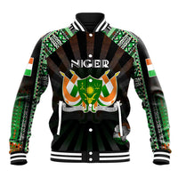 Personalized Niger Roots Baseball Jacket African Map in Fingerprint and Tribal Colors