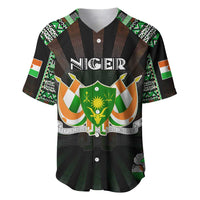 Personalized Niger Roots Baseball Jersey African Map in Fingerprint and Tribal Colors