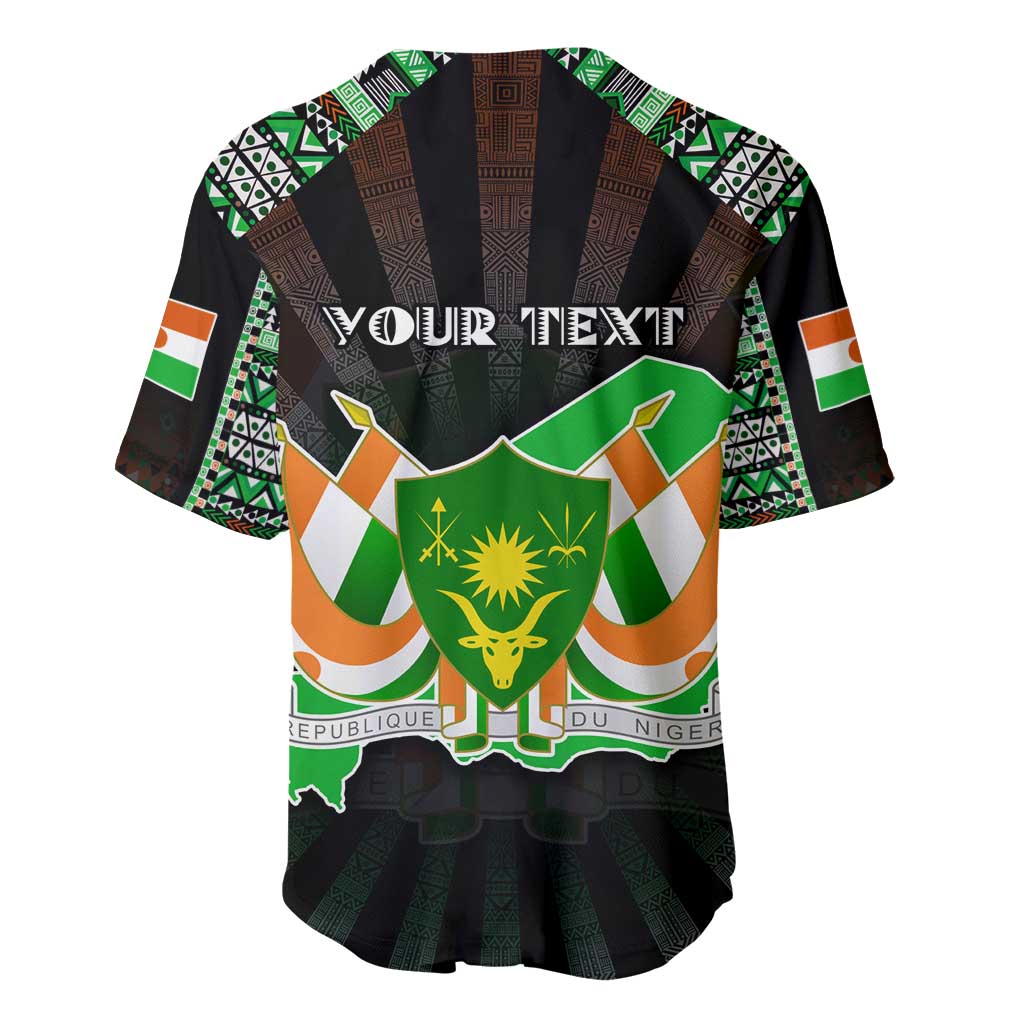Personalized Niger Roots Baseball Jersey African Map in Fingerprint and Tribal Colors