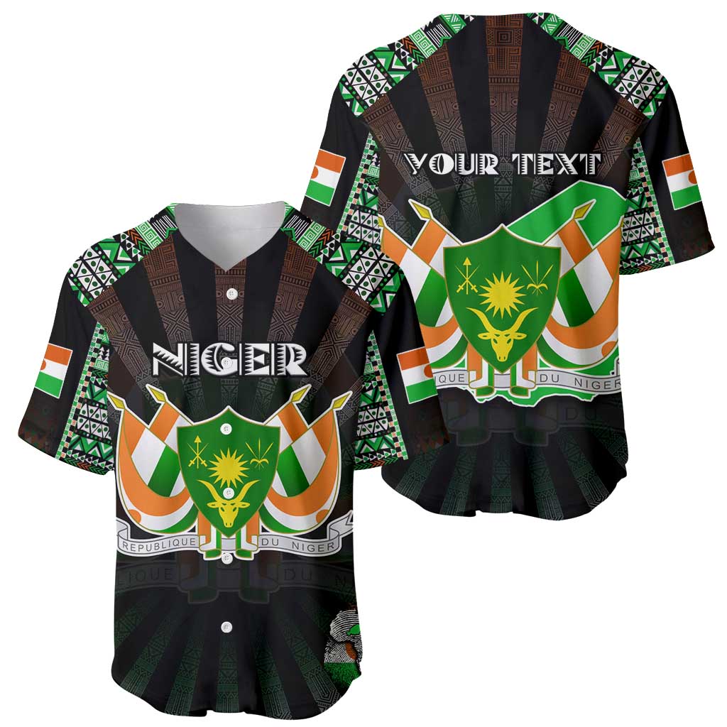 Personalized Niger Roots Baseball Jersey African Map in Fingerprint and Tribal Colors