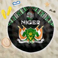 Niger Roots Beach Blanket African Map in Fingerprint and Tribal Colors