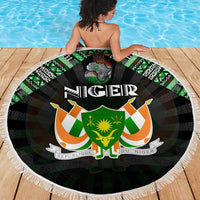 Niger Roots Beach Blanket African Map in Fingerprint and Tribal Colors