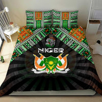 Niger Roots Bedding Set African Map in Fingerprint and Tribal Colors