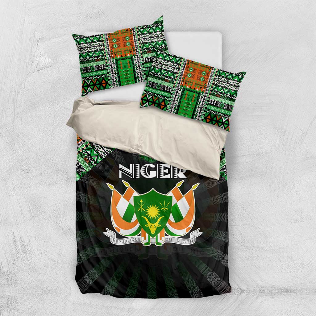 Niger Roots Bedding Set African Map in Fingerprint and Tribal Colors