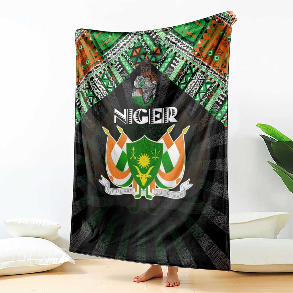 Niger Roots Blanket African Map in Fingerprint and Tribal Colors