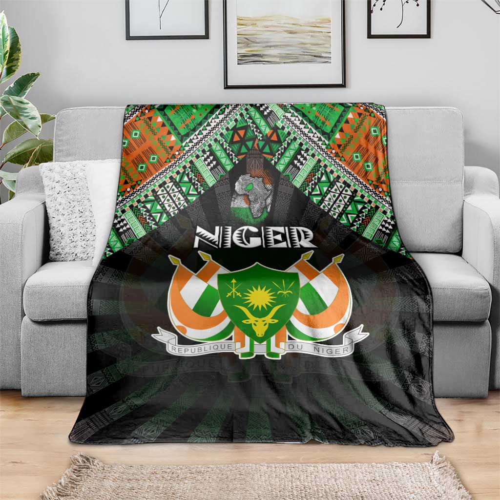 Niger Roots Blanket African Map in Fingerprint and Tribal Colors