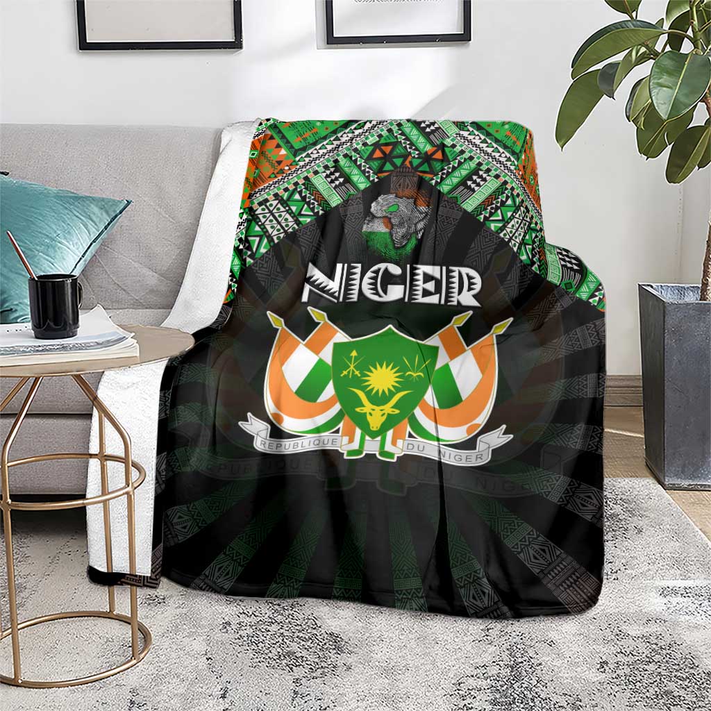 Niger Roots Blanket African Map in Fingerprint and Tribal Colors