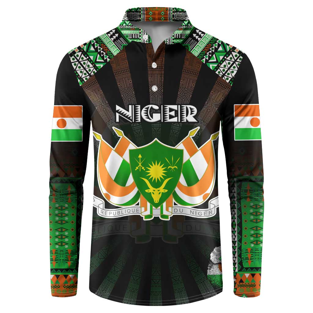 Personalized Niger Roots Button Sweatshirt African Map in Fingerprint and Tribal Colors