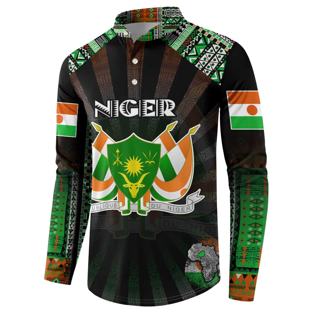 Personalized Niger Roots Button Sweatshirt African Map in Fingerprint and Tribal Colors