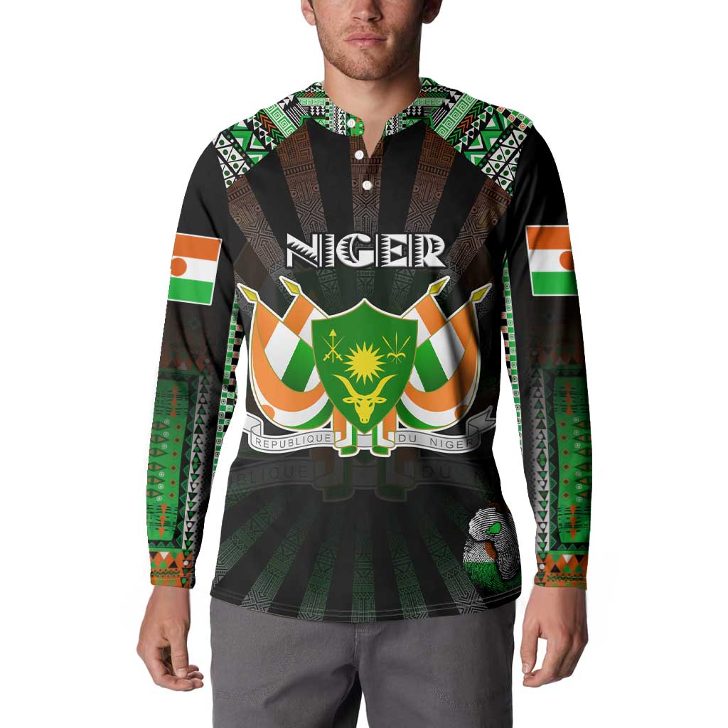 Personalized Niger Roots Button Sweatshirt African Map in Fingerprint and Tribal Colors