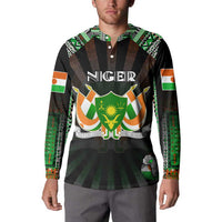 Personalized Niger Roots Button Sweatshirt African Map in Fingerprint and Tribal Colors