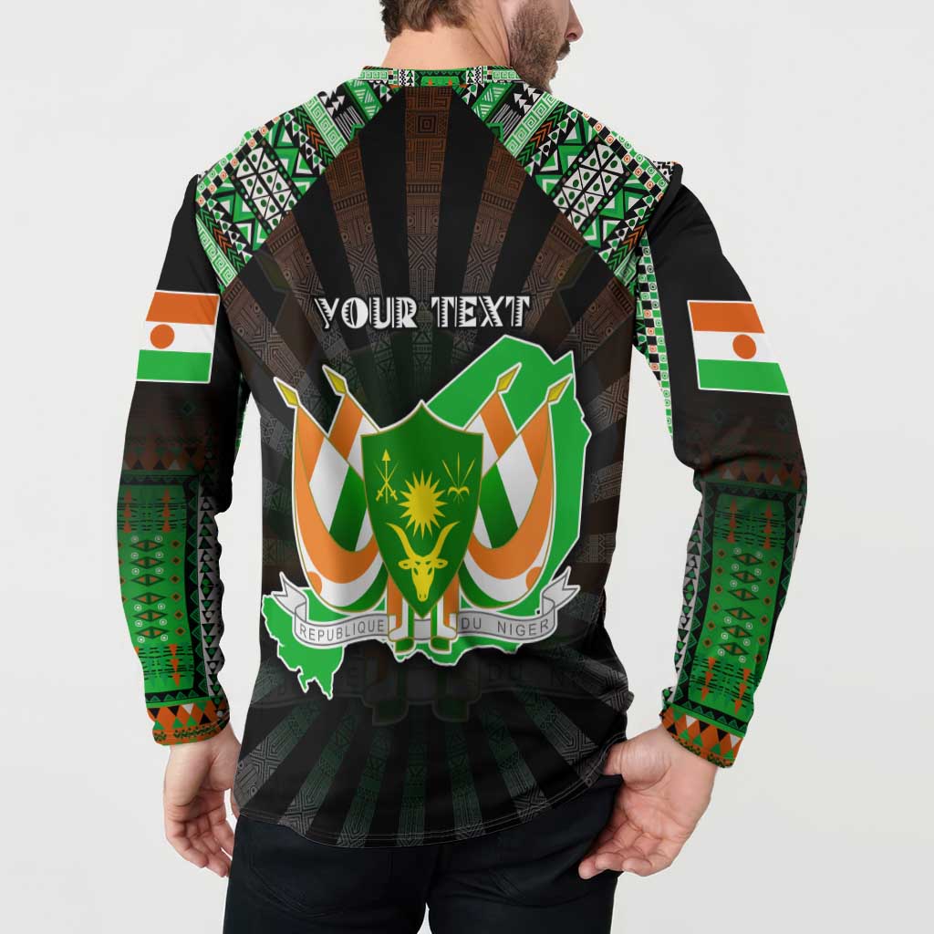 Personalized Niger Roots Button Sweatshirt African Map in Fingerprint and Tribal Colors