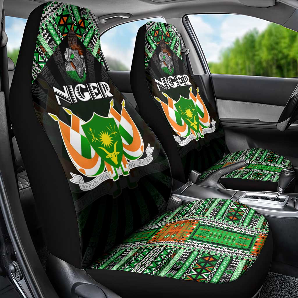 Niger Roots Car Seat Cover African Map in Fingerprint and Tribal Colors