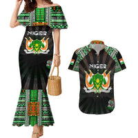 Personalized Niger Roots Couples Matching Mermaid Dress and Hawaiian Shirt African Map in Fingerprint and Tribal Colors