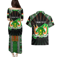 Personalized Niger Roots Couples Matching Puletasi and Hawaiian Shirt African Map in Fingerprint and Tribal Colors