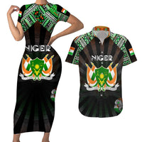 Personalized Niger Roots Couples Matching Short Sleeve Bodycon Dress and Hawaiian Shirt African Map in Fingerprint and Tribal Colors