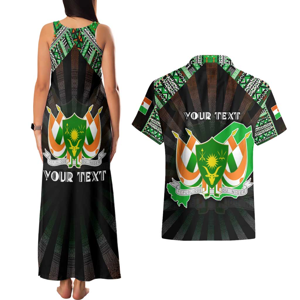Personalized Niger Roots Couples Matching Tank Maxi Dress and Hawaiian Shirt African Map in Fingerprint and Tribal Colors