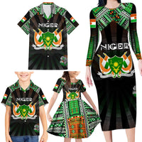 Personalized Niger Roots Family Matching Long Sleeve Bodycon Dress and Hawaiian Shirt African Map in Fingerprint and Tribal Colors