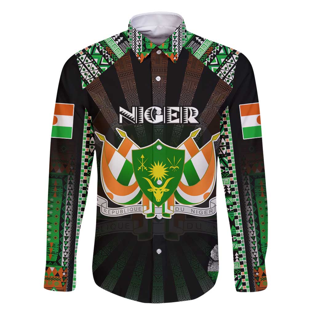 Personalized Niger Roots Family Matching Long Sleeve Bodycon Dress and Hawaiian Shirt African Map in Fingerprint and Tribal Colors