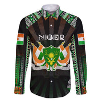 Personalized Niger Roots Family Matching Long Sleeve Bodycon Dress and Hawaiian Shirt African Map in Fingerprint and Tribal Colors