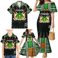 Personalized Niger Roots Family Matching Mermaid Dress and Hawaiian Shirt African Map in Fingerprint and Tribal Colors