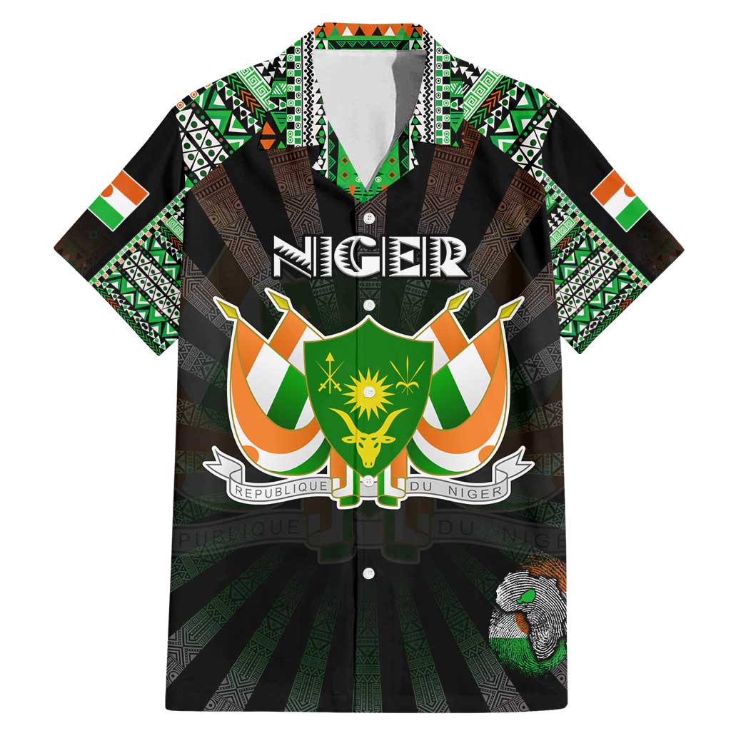 Personalized Niger Roots Family Matching Mermaid Dress and Hawaiian Shirt African Map in Fingerprint and Tribal Colors