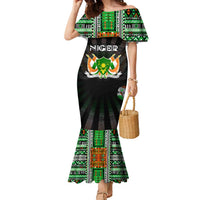 Personalized Niger Roots Family Matching Mermaid Dress and Hawaiian Shirt African Map in Fingerprint and Tribal Colors