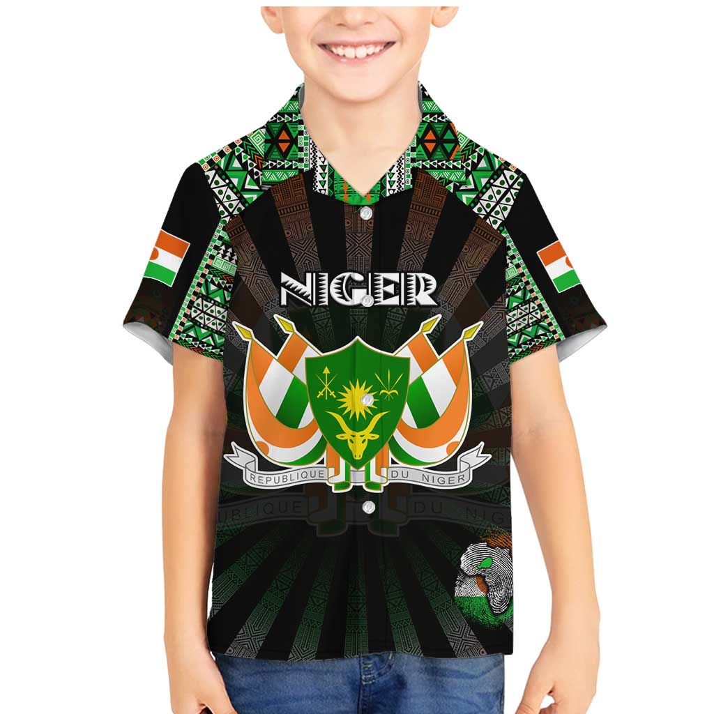 Personalized Niger Roots Family Matching Mermaid Dress and Hawaiian Shirt African Map in Fingerprint and Tribal Colors