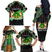 Personalized Niger Roots Family Matching Off The Shoulder Long Sleeve Dress and Hawaiian Shirt African Map in Fingerprint and Tribal Colors
