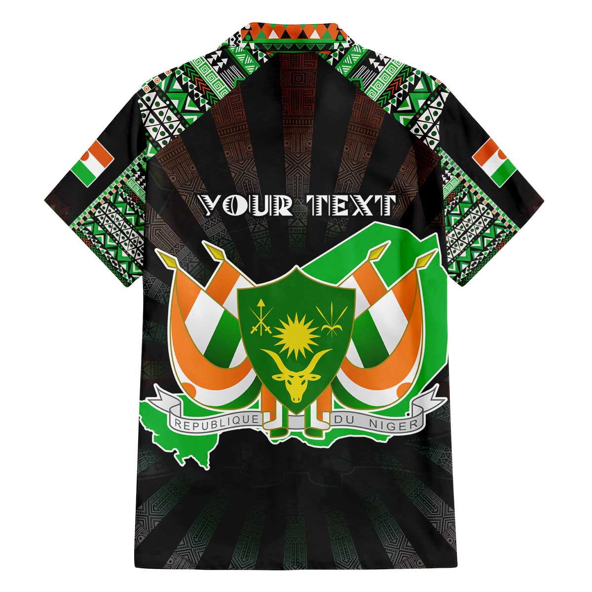 Personalized Niger Roots Family Matching Off The Shoulder Long Sleeve Dress and Hawaiian Shirt African Map in Fingerprint and Tribal Colors