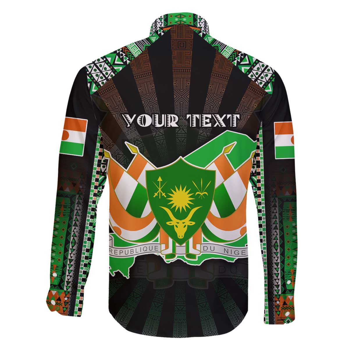 Personalized Niger Roots Family Matching Off The Shoulder Long Sleeve Dress and Hawaiian Shirt African Map in Fingerprint and Tribal Colors