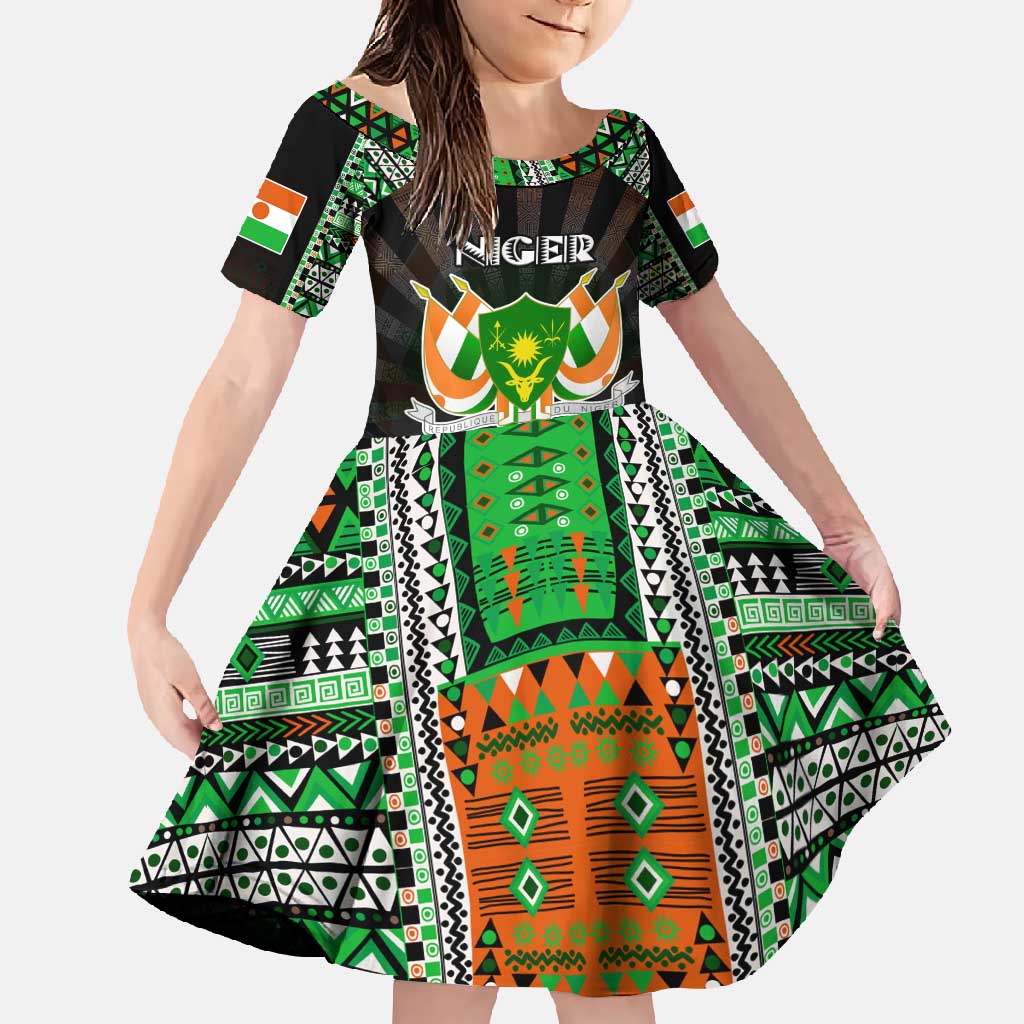 Personalized Niger Roots Family Matching Off Shoulder Maxi Dress and Hawaiian Shirt African Map in Fingerprint and Tribal Colors