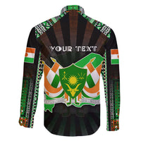 Personalized Niger Roots Family Matching Off Shoulder Maxi Dress and Hawaiian Shirt African Map in Fingerprint and Tribal Colors