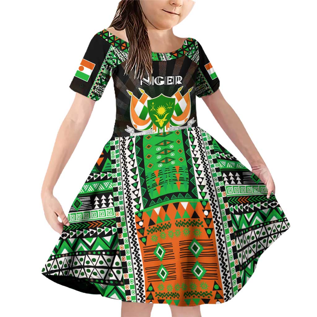 Personalized Niger Roots Family Matching Off Shoulder Short Dress and Hawaiian Shirt African Map in Fingerprint and Tribal Colors