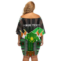 Personalized Niger Roots Family Matching Off Shoulder Short Dress and Hawaiian Shirt African Map in Fingerprint and Tribal Colors