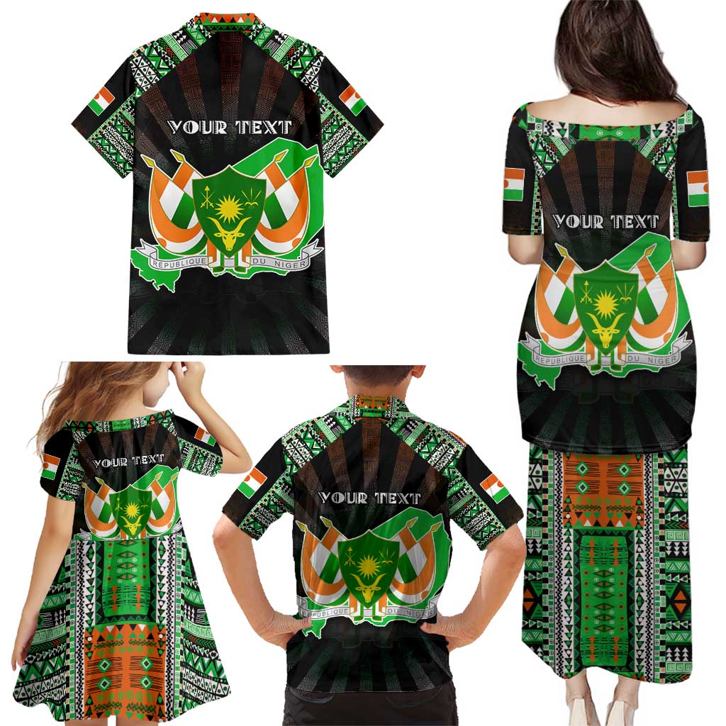 Personalized Niger Roots Family Matching Puletasi and Hawaiian Shirt African Map in Fingerprint and Tribal Colors